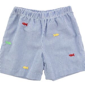 Florence Eiseman Seersucker Shorts with Embroidered Fish Details